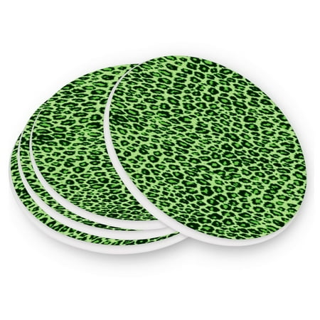 

Round Coasters Modern Style Ceramic Coaster Waterproof and Durable Drink Coaster Coasters set of 4 Customizable Coasters 1pc Green Cheetah Print