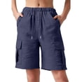 thumbnail image 2 of Delayuji Women's Cargo Short Fashion Casual Short With Pockets Cotton Linen Short Loose Shorts, 2 of 7