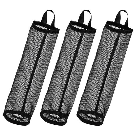 SKISUNO 3-Pack Kitchen Bag Holder Plastic Organizer Black Hanging Storage Cylinder for Household Convenience