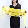 thumbnail image 3 of Women's Belly Dance Hip Scarf with Sequin Sparkly Fringe Belt Performance Skirt Hip Wrap Yellow One Size, 3 of 5