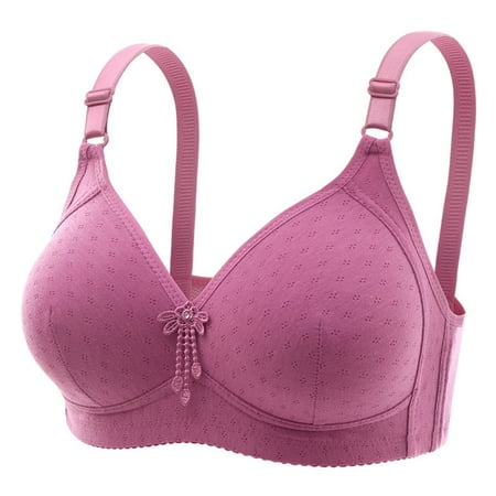 

Odeerbi Seamless Bras for Women No Underwire Embroidered Glossy Comfortable Breathable Underwear No Rims Burgundy