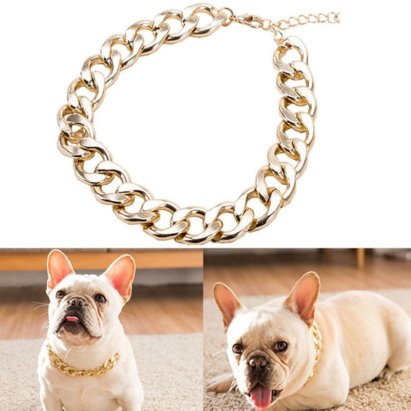 Rose Gold Link Chain Necklace for Dogs - 27 cm - Tiny Bling for Small Dog  or Puppy - Lightweight Braided Metal Look - Fits Chihuahua, Yorkie, Mini