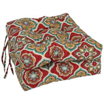 Blazing Needles 16-inch Spun Polyester Patterned Outdoor Square Tufted Chair Cushions (Set of 2)