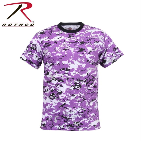 Rothco Digital Camo Camouflage Poly Cotton T-Shirt, Ultra Violet, S