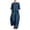 Navy, variant on 2 Piece Sets for Women Plus Size Going out Solid Color Relaxed Loose Cotton And Linen Shirt With A Three-Quarter Sleeve