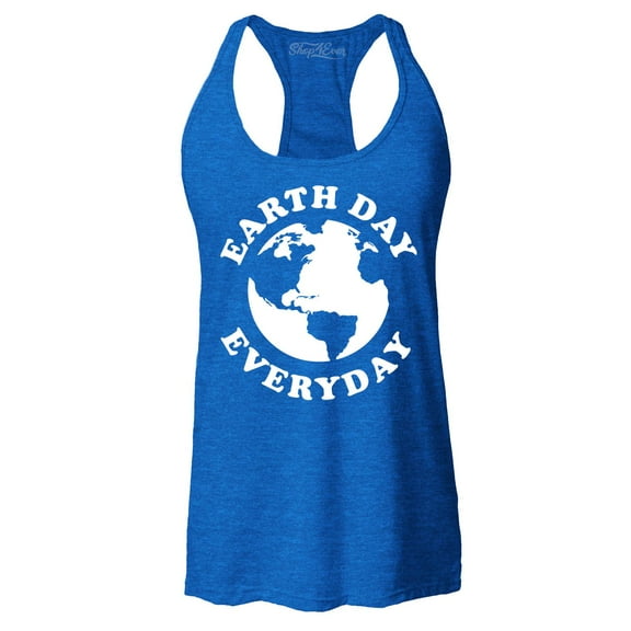 Shop4Ever Women's Earth Day Everyday  Racerback Tank Top X-Large Royal Blue