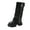 Black, variant on Black Women Multi-Use Chic Noticeable Thick Sole Trouser Boots Big Dimensions Fall And Winter Time Comfortable Knight Cowboy Short Tube Mid-Calf Footwear For Casual Wear