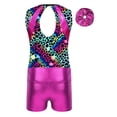 thumbnail image 4 of CHICTRY Shiny 3 Pcs Gymnastic Dance Sports Active Sets for Girls Tank Leotard Shorts Hairband Tumbling Unitard Bodysuits Green 6, 4 of 5