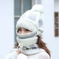 thumbnail image 6 of 3Pcs/Set Women Winter Thick Warm Woolen Knitted Beanie Hat Face Mask Neck Scarf, 6 of 8