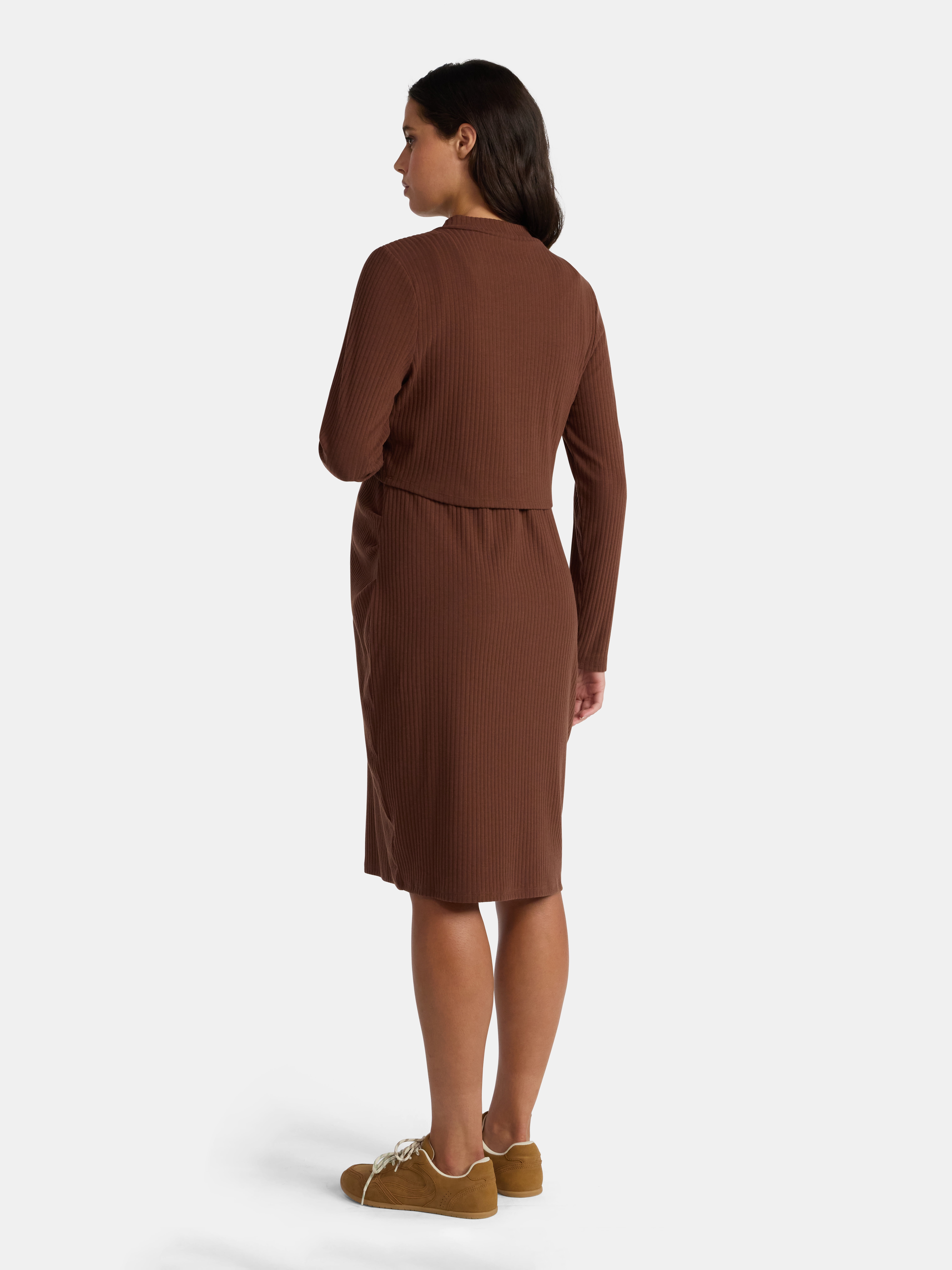 Time and Tru Women's Maternity Ribbed Dress Set, 2-Piece, Size S-XXL