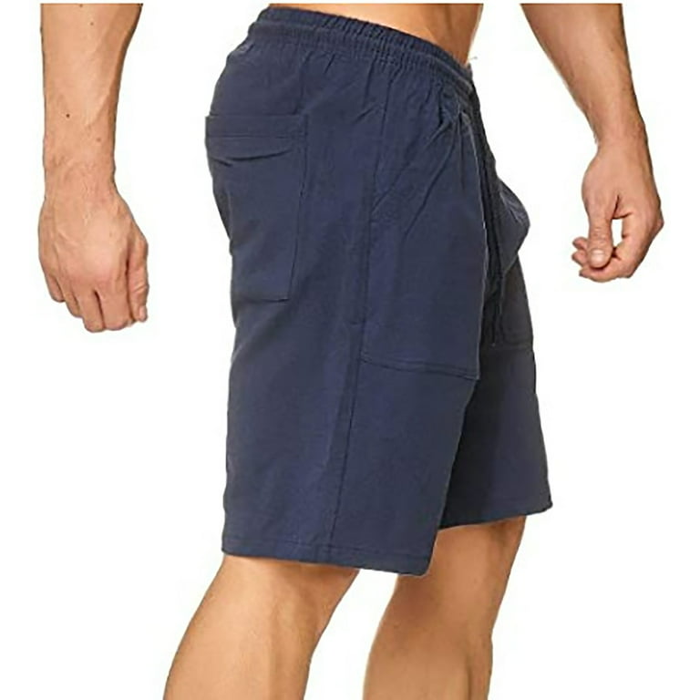 PBNBP Linen Shorts for Men 2023,Linen Shorts for Mens Casual Classic Fit 11  Inch Inseam Elastic Waist Shorts Workout Sweatpants Beach Swim Crop Shorts