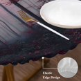 thumbnail image 3 of Red Forest Round Tablecloth, Fitted Table Cover with Elastic for 55"-60" Round Tables, Mysterious Vintage Foggy Woods Tree Table Cloth Outdoor Indoor Dinning Party Waterproof Tablecloths, 3 of 7