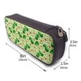 thumbnail image 3 of Lsque Avocado Green Striped Printed Big Capacity PU Leather Pencil Case Large Pencil Pouch Stationery Pen Bag Pencil Holder for Teen, 3 of 6