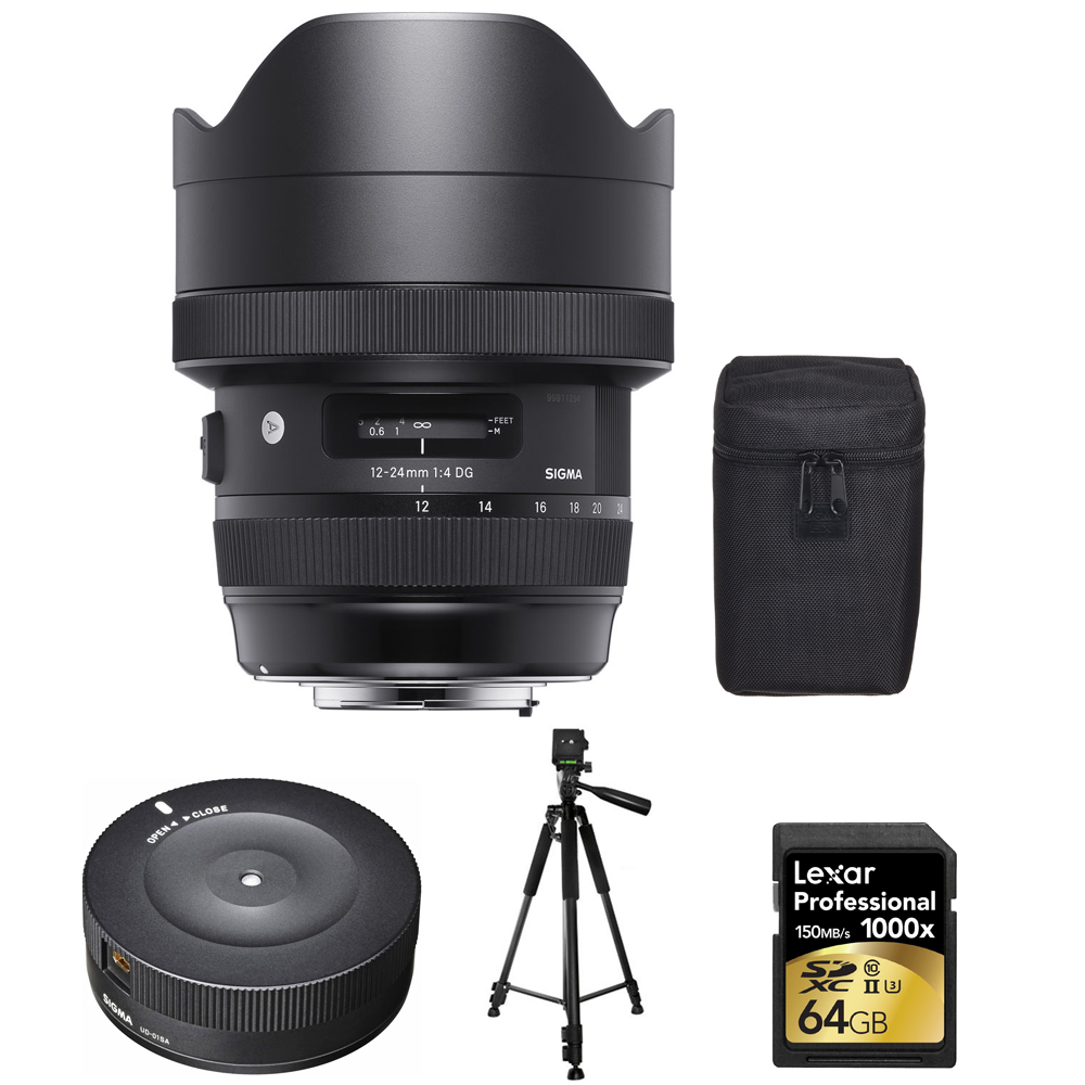 Sigma 12 24mm F4 Dg Hsm Art Nikon 5955 With Sigma Usb Dock For Nikon Lens Xit 60 Full Size Photo Video Tripod Sandisk 64gb Extreme Sdxc Memory Uhs I Card W