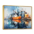 thumbnail image 2 of Designart "Reflecting on the Port s Industrial Beauty" Nautical & Beach Floater Framed Wall Art Print, 2 of 7