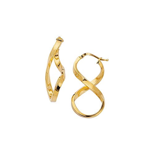 JewelStop 14k Yellow Gold 16 mm X 30 mm Figure"8" Earrings