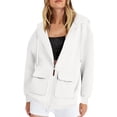 thumbnail image 4 of ManxiVoo Women's Zip Front Hooded Sweatshirt Oversized Pullover Jacket Athletic Training Wear Comfortable Casual Style XL Size White, 4 of 6