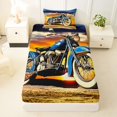 thumbnail image 3 of Castle Fairy Vintage Motorcycle Twin Sheet Sets 3pcs for Teens, Sunset Art Bedding for Bedroom, Blue Orange, 3 of 6