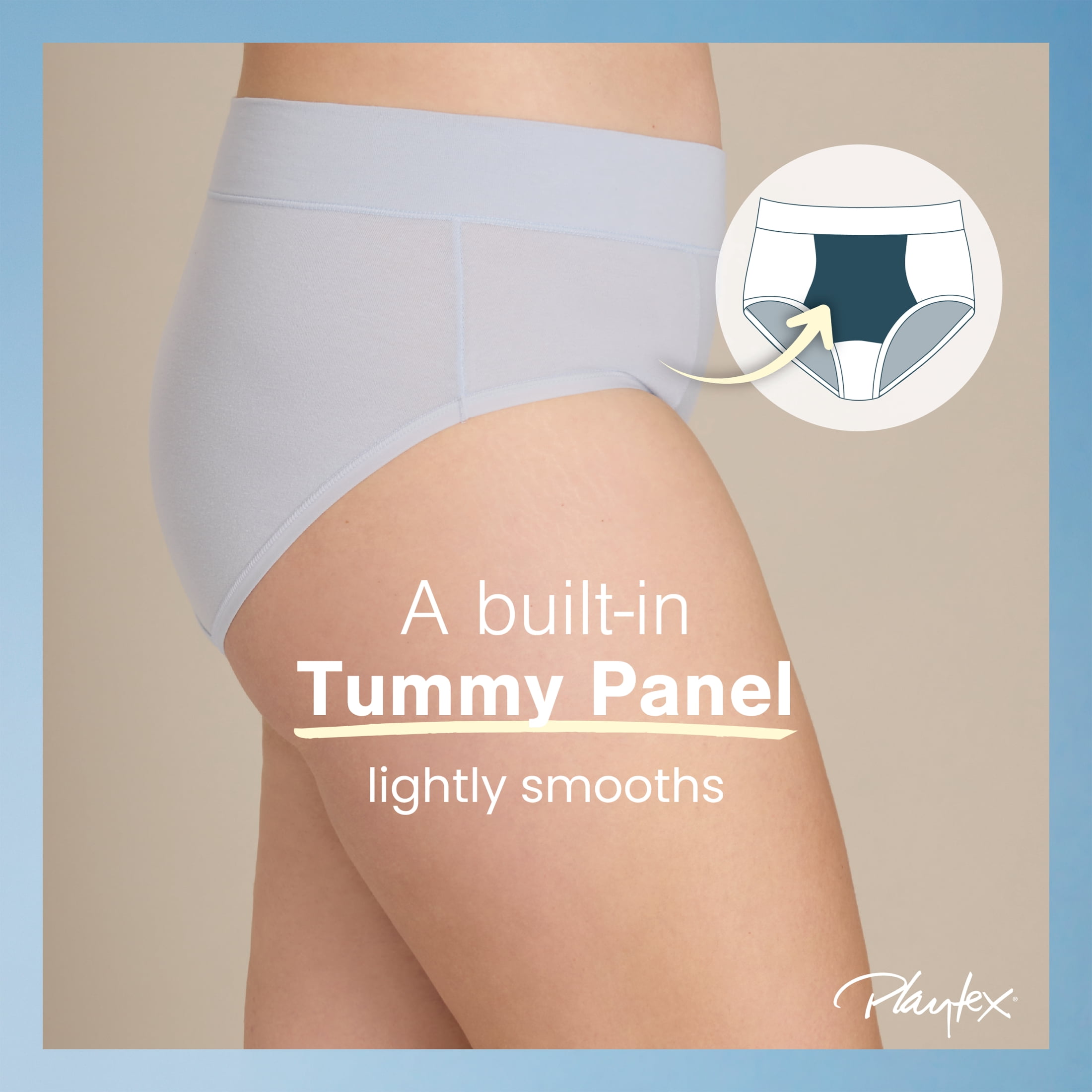 Playtex Women's Cotton Stretch Light Smoothing Underwear Brief, 3-Pack