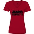thumbnail image 3 of Inktastic Memphis city Skyline with Grunge Women's V-Neck T-Shirt, 3 of 5