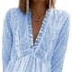 thumbnail image 3 of Women Casual Blouse, V Collar Tops Breathable Long Sleeve  For Office For Dating ANGGREK Celeste XXL, 3 of 6