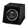 Luxury Giftware Black Faux Leather Acrylic Window Single Watch Winder; for Adults and Teens; for Women and Men