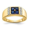 thumbnail image 4 of 14K Yellow Gold with Created Sapphire & Diamond Men's Ring Size 10, 4 of 7