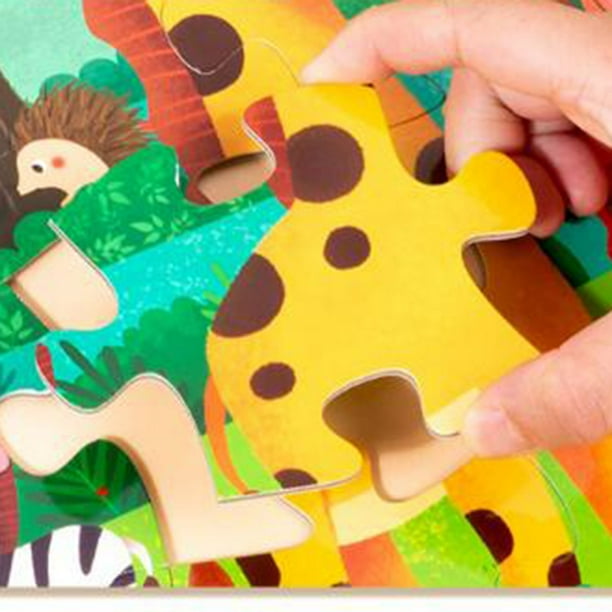 Set De 4 Puzzles De Madera De 24 Piezas Para Niños – Animales, Dinosaurios, Granja Y Mar, Con Bandeja Y Dibujo Guía