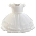 thumbnail image 2 of Delliss Girls Tiered Lace Stylish Comfy Ballgown Dress White 18 Months, 2 of 6
