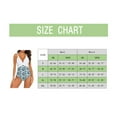 thumbnail image 4 of Swimsuit Thong Women Flowers Print Bikini One-piece Swimwear Push-Up Swimsuit Bathing Suit, 4 of 9