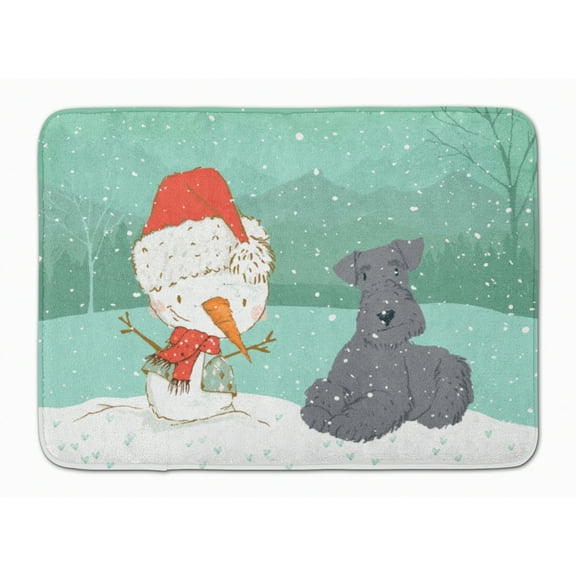 Lakeland Terrier Snowman Christmas Machine Washable Memory Foam Mat