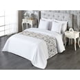 thumbnail image 3 of Bird Print Bed Runner, Vintage Floral Monochrome Outline Motif of English Garden Blossoms, Decorative Accent Bedding Scarf for Hotels Homes & Guest Rooms, King, Eggshell Dark Blue Grey, by Ambesonne, 3 of 3