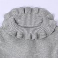 thumbnail image 2 of Honeeladyy Winter Toddler Kids Baby Knit Ruffles Turtleneck Sweater Soft Solid Sweater Crochet Gray Discount, 2 of 6