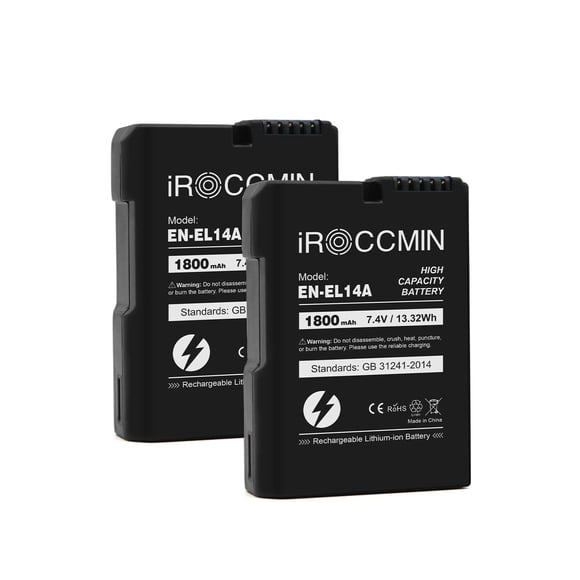 Batería iROCCMIN EN-EL14A 1800mAh para cámaras Nikon Paquete de 2