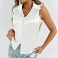 thumbnail image 7 of Lenpel Women's Tank Tops Trendy Summer Satin Sleeveless Collared Button down Shirts Business Casual Tunic Blouses, 7 of 7