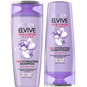 L'Oreal Paris Elvive Hydrating, Moisturizing, Shampoo and Conditioner with Hyaluronic Acid for Dry Hair, Set