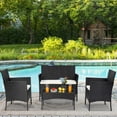 thumbnail image 3 of 4 Pcs Rattan Outdoor Bistro Set, Contemporary Wicker Chairs Conversation Set, Outdoor Patio Furniture Sets with Coffee Table and 4 Seats for Backyard Porch Poolside, Weather and UV Resistant, GE012, 3 of 10