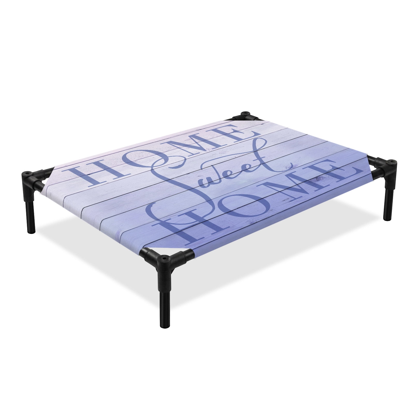 Home Sweet Home Elevated Dog Bed, Rustic Minimalist Purple Planks Wood Grain Cooling Breathable Outdoor Raised Dog Cot Bed with Metal Frame Non-Slip Feet for Large Dog 28x22in