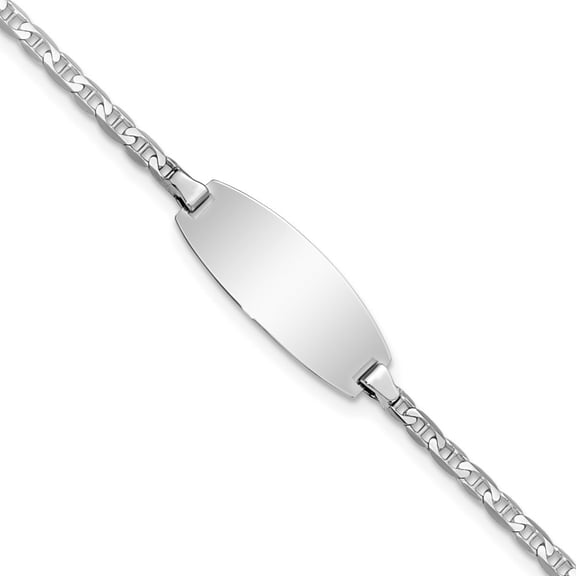 Auriga Fine Jewelry 14K White Gold Oval Anchor Id Bracelet 5.5inch for Women