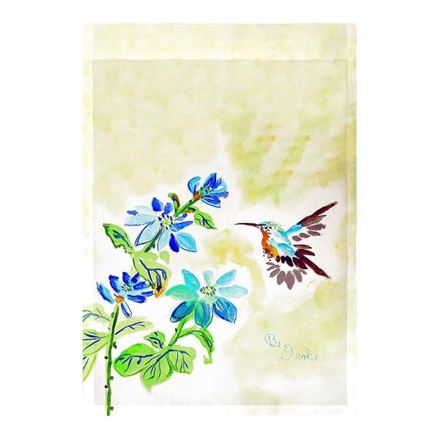 Betsy Drake FL1009 12.5 x 18 in. Aqua Hummingbird Flag