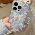 thumbnail image 4 of Designed for iPhone Case,Luxury Glitter Feather Butterfly Pattern with Hand Bracelet Shockproof Protective Cover Phone Case (iPhone 15 Pro,Color), 4 of 5