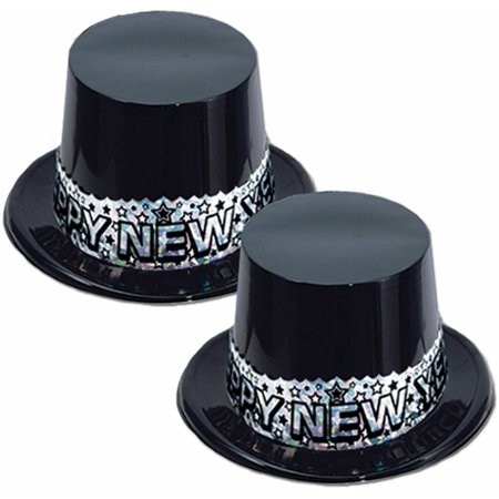 Beistle Stardust New Year Topper Hat With Silver Band One Size Black 88635BKS25