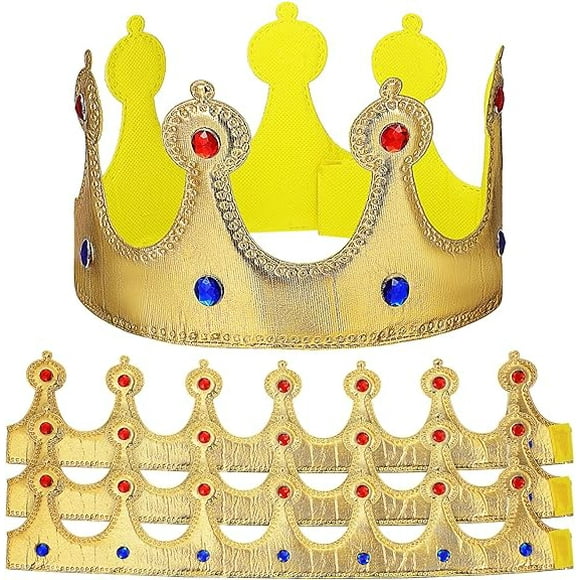 4Pcs Golden King Crowns Kids Party King Crowns Set Fabric Birthday Crown Hat for Birthday Party Baby Shower Party Accessory