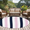 thumbnail image 5 of Pink Navy Blue Striped Large Area Rugs for Bedroom Living Room, Soft Non Slip Carpet Bedside Rug, Farmhouse Stripe Art Round Floor Cover Kitchen Accent Rug 5' for Dining Room/Office, 5 of 9