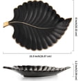 thumbnail image 5 of Bandejas de cerámica para joyería, plato de baratija, plato de anillo, plato de cerámica para dulces, plato para aperitivos, plato en forma de hoja (negro, mediano), 5 of 5