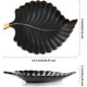 thumbnail image 5 of Bandejas de cerámica para joyería, plato de baratija, plato de anillo, plato de cerámica para dulces, plato para aperitivos, plato en forma de hoja (negro, mediano), 5 of 5
