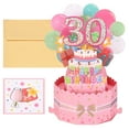 thumbnail image 1 of Tarjeta de Cumpleaños 30 de Uxcell, Tarjeta de Cumpleaños Pop-Out con Tarjeta de Felicitación y Sobre para Regalo de Mujeres y Niñas en Rosa, 1 of 6