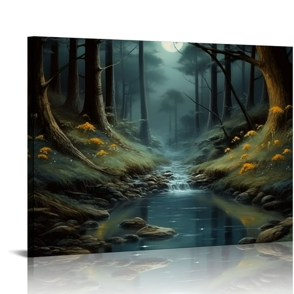 BCIIG Gothic Landscape Wall Art Dark Academia Painting Forest Scenery   Retro Moon Wall Art Gothic Flower Pictures Victorian Canvas Wall Art Vintage Gothic Art Prints Moody Landscape Artwork