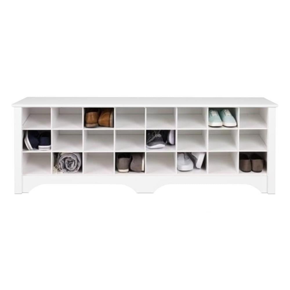Prepac Furniture White Wooden Entryway Shoe Organizer Cubby Bench 18 Pair Storage Walmart