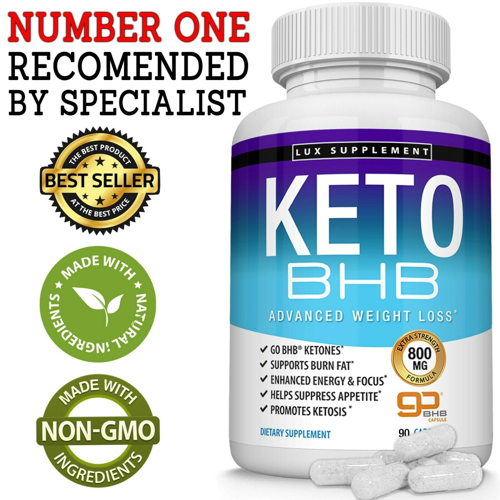 Amazon.com: Keto Pure BHB Pills Advanced BHB Ketogenic Supplement Real  Exogenous Ketones Ketosis for Men Women 60 Capsules 1 Bottle : Health &  Household